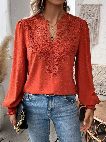 Women's Soft Knit Swiss Dot Puff Blouse