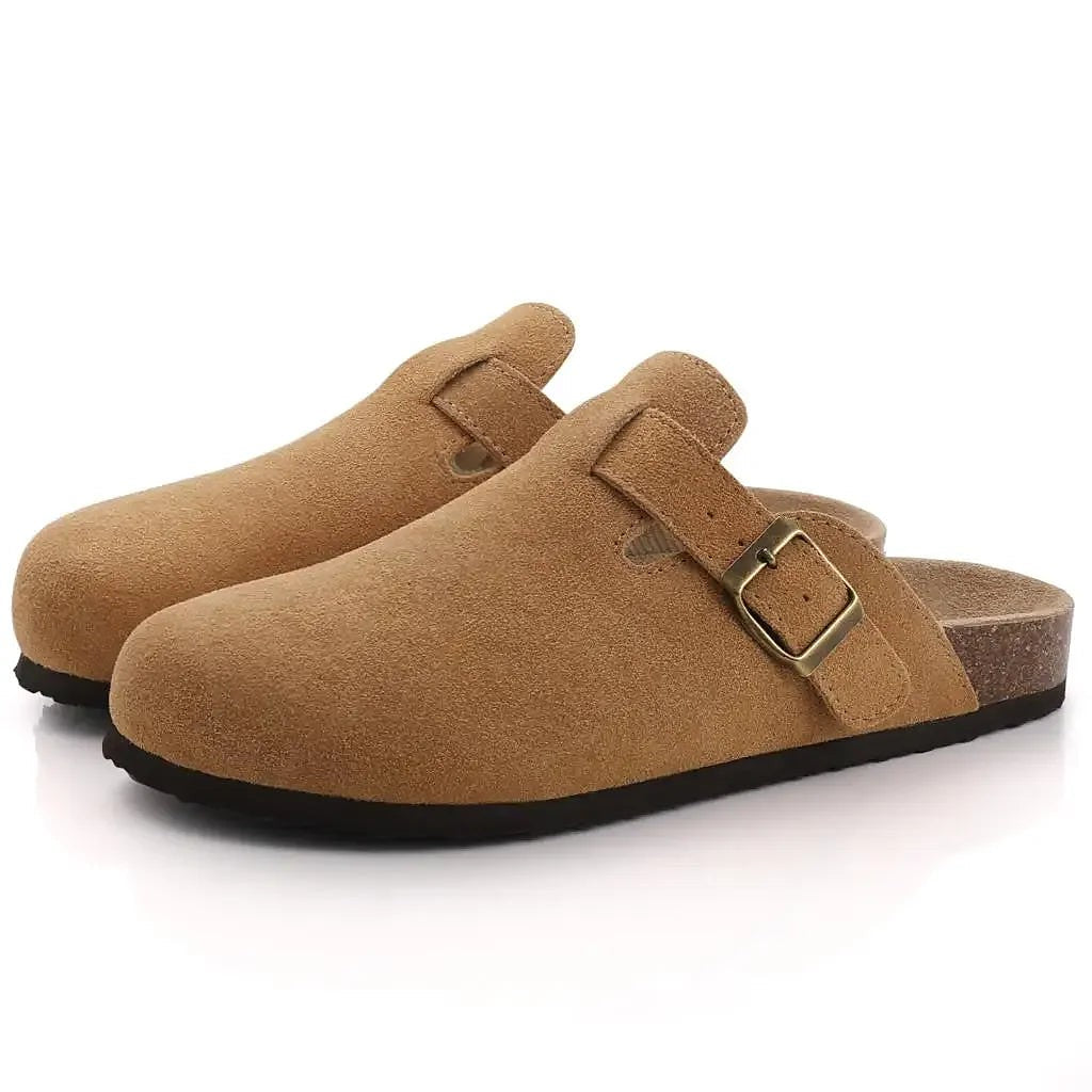 Women's Cork Footbed Buckle Clog Mules