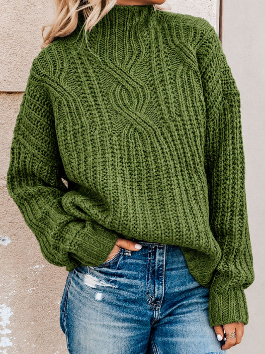Women's Mock Neck Cable Knit Sweater
