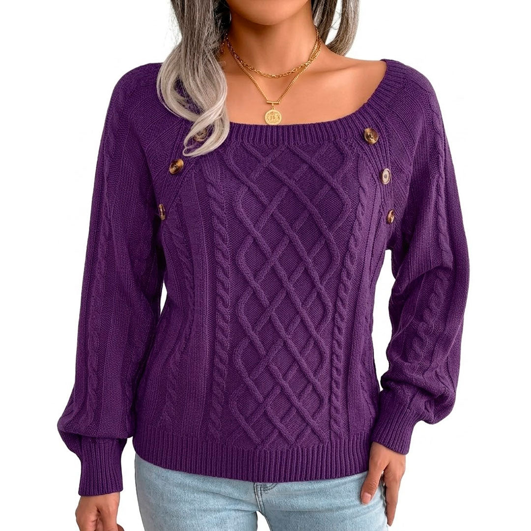 Strickpullover mit Knöpfen und Zopfmuster Jully