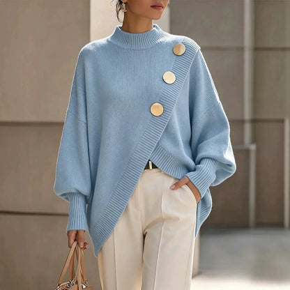 Women's Soft Knit Oversized Mock Neck Hem