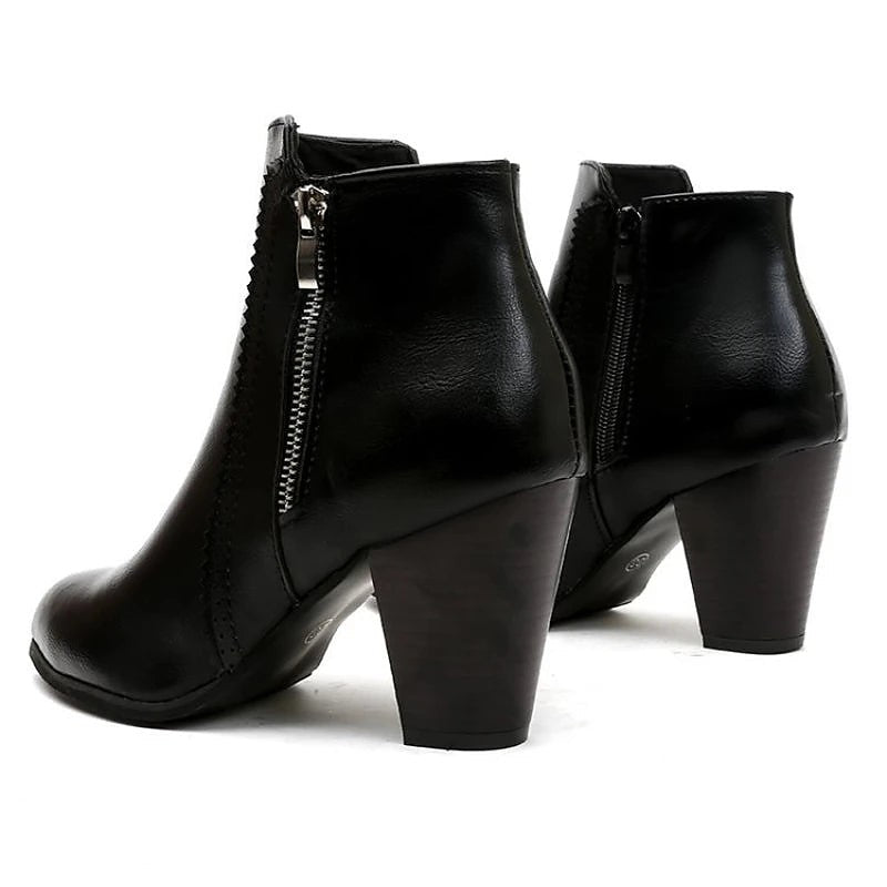 Women's Retro Stacked Wood Heel Booties