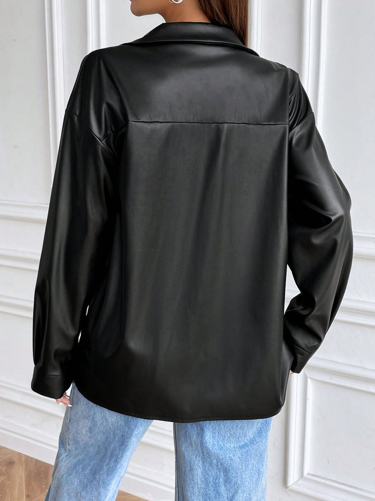 Women's Soft Faux Leather Shacket