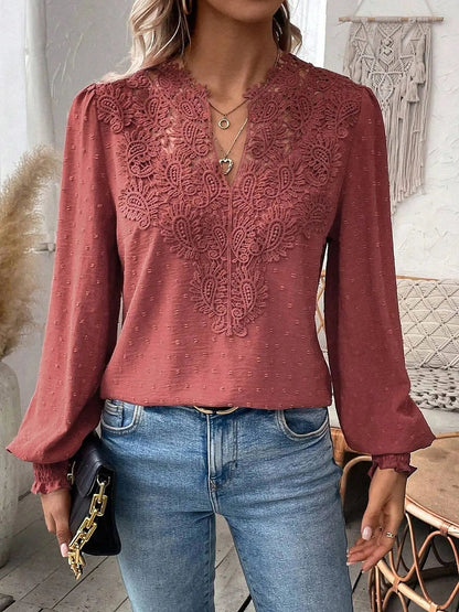 Women's Soft Knit Swiss Dot Puff Blouse