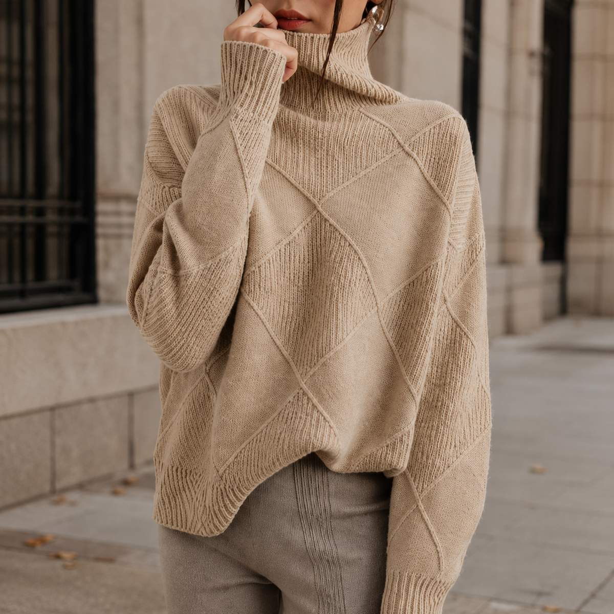 Women's Wide Sleeve Oversized Turtleneck