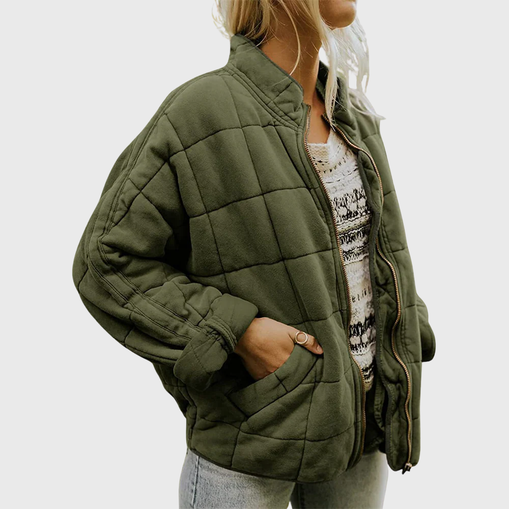 Women's Oversized Quilted Zip Up Jacket