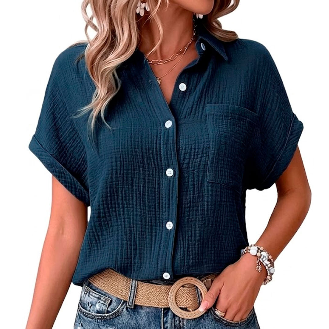 Damen Kurzarm Musselin Bluse Jully