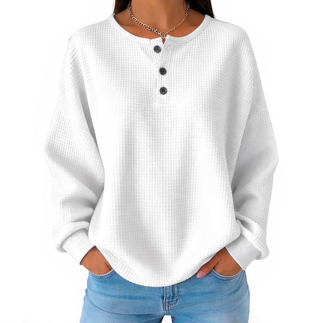 Damen Henley Sweatshirt mit Waffelstruktur Jully