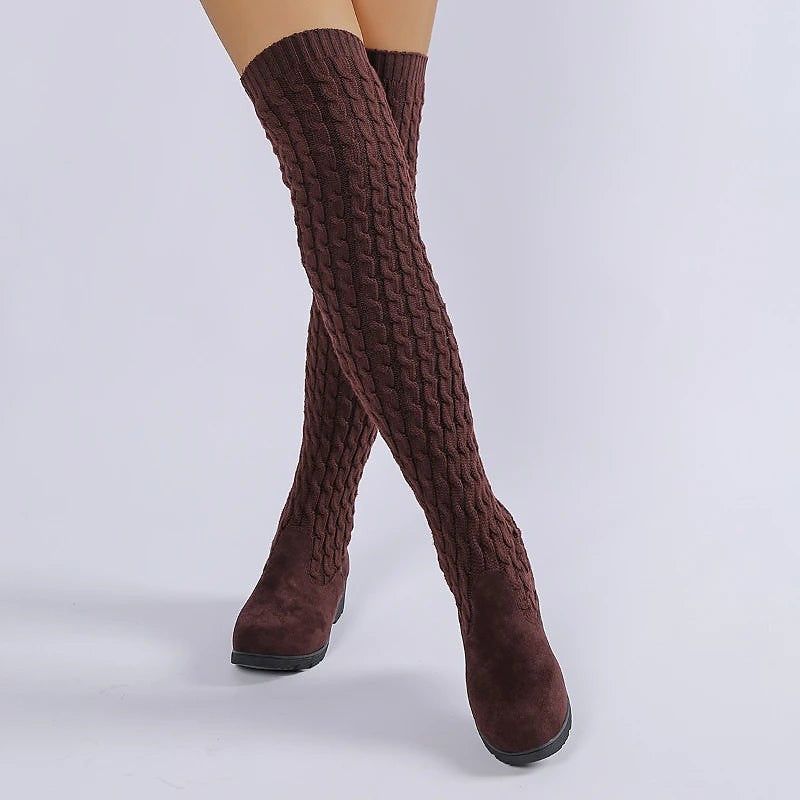 Women's Sweater Knit Long Slouch Boots