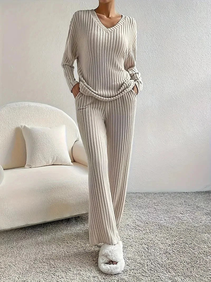 Women's Knit Two Piece Wide Leg Set