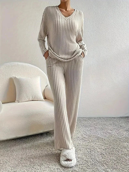 Women's Knit Two Piece Wide Leg Set