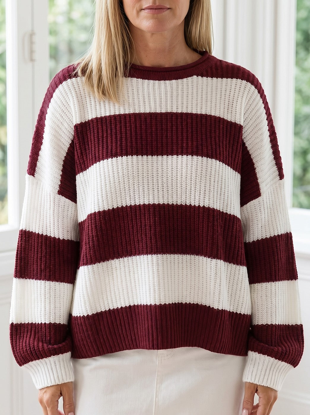 Women's Wide Stripe Chunky Knit Pullover