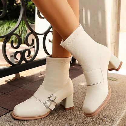 Women's Square Toe Stretch Sock Boots