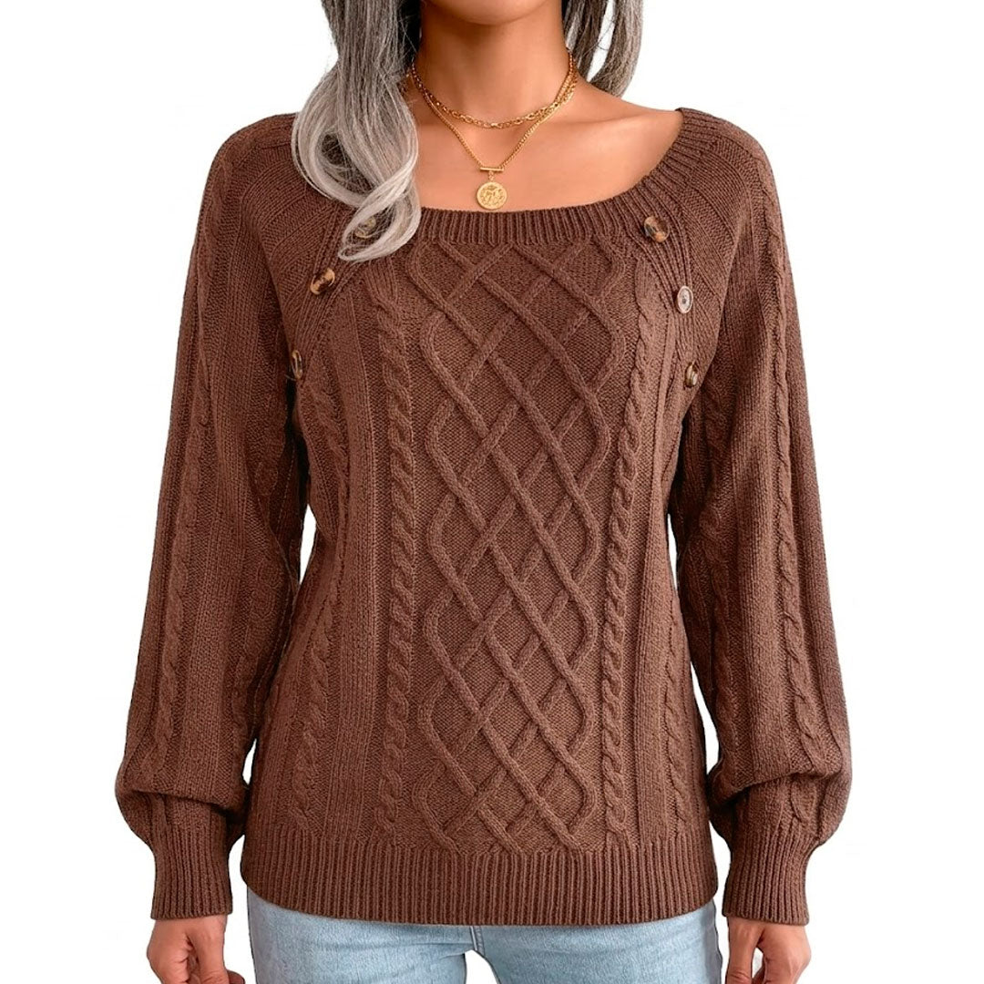 Strickpullover mit Knöpfen und Zopfmuster Jully