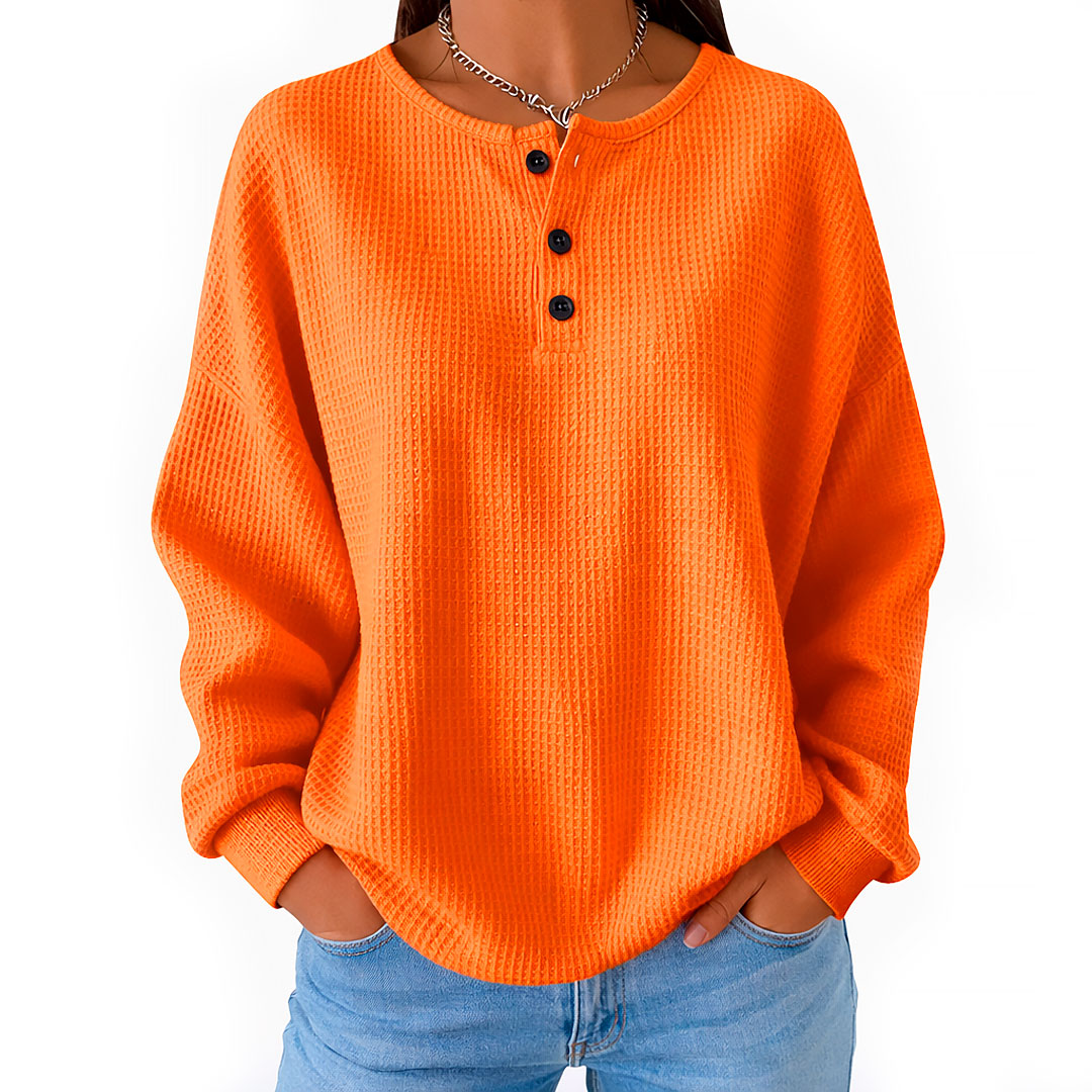 Damen Henley Sweatshirt mit Waffelstruktur Jully