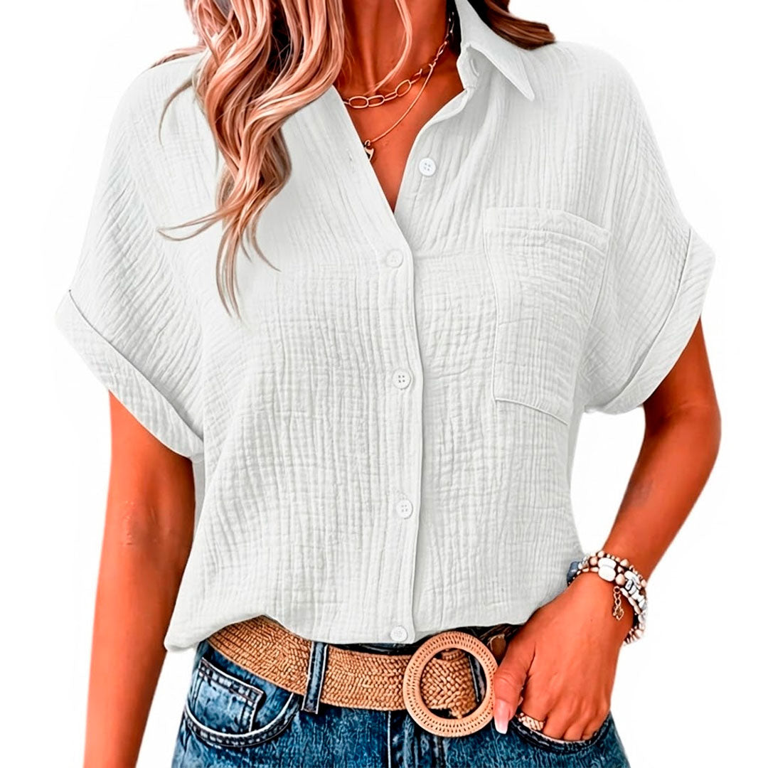 Damen Kurzarm Musselin Bluse Jully