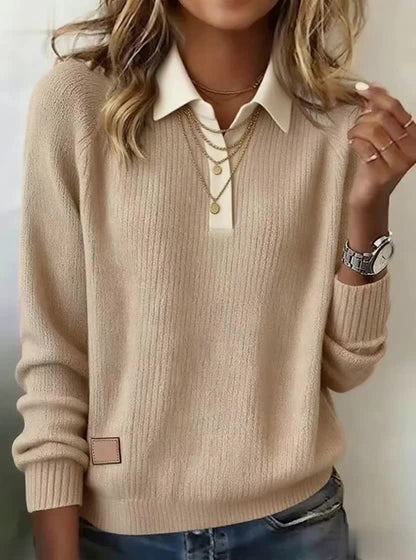 Women's Notch Lapel Cozy Fall Sweater