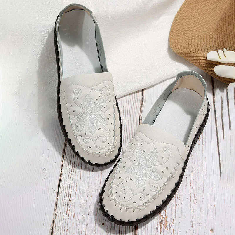 Damen Flache Schuhe mit Blumenstickerei Jully