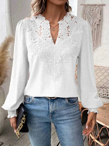 Women's Soft Knit Swiss Dot Puff Blouse