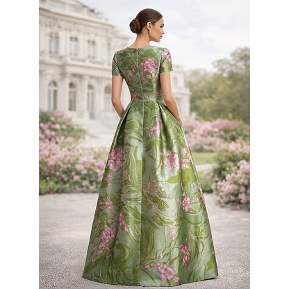 Women's Vintage Neckline Puff Sleeve Dress