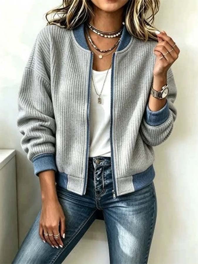 Women's Stand Collar Zip Up Fall Jacket