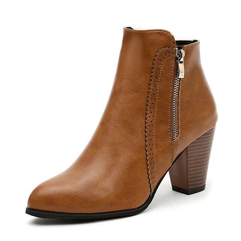 Women's Retro Stacked Wood Heel Booties