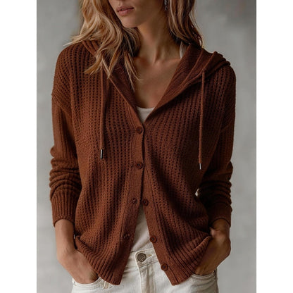 Women's Waffle Knit Hooded Button Shacket