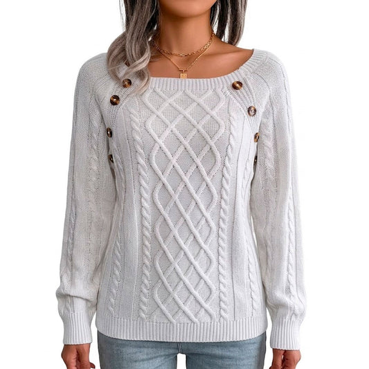 Strickpullover mit Knöpfen und Zopfmuster Jully