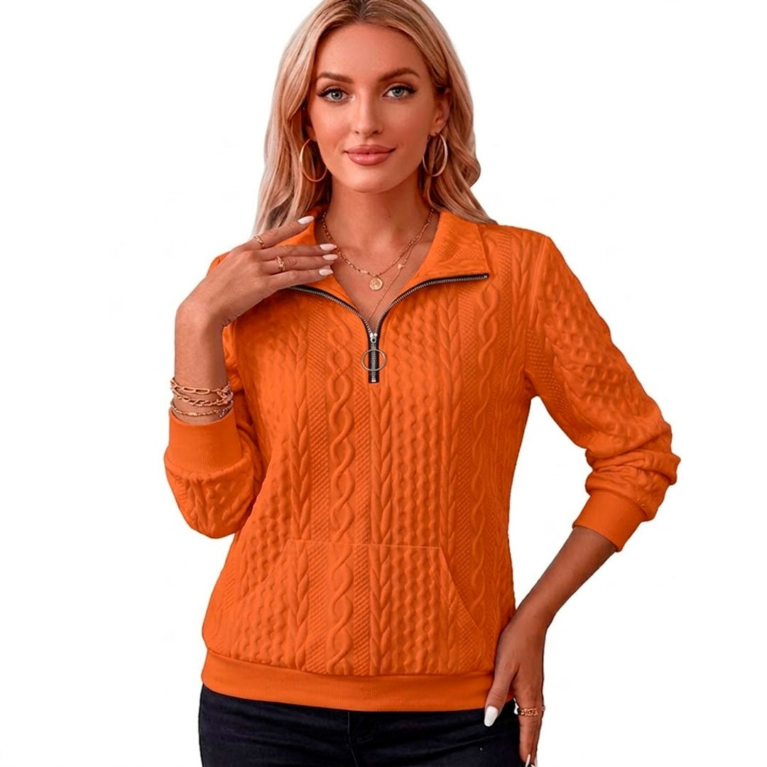 Strickpullover mit Reißverschluss und Zopfmuster Jully