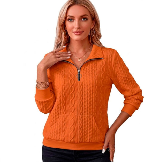Strickpullover mit Reißverschluss und Zopfmuster Jully