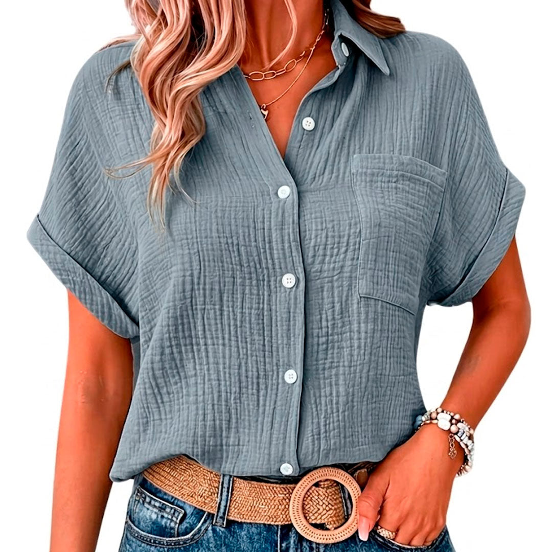 Damen Kurzarm Musselin Bluse Jully