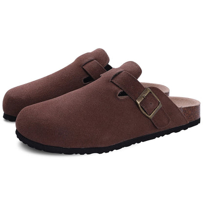 Women's Cork Footbed Buckle Clog Mules