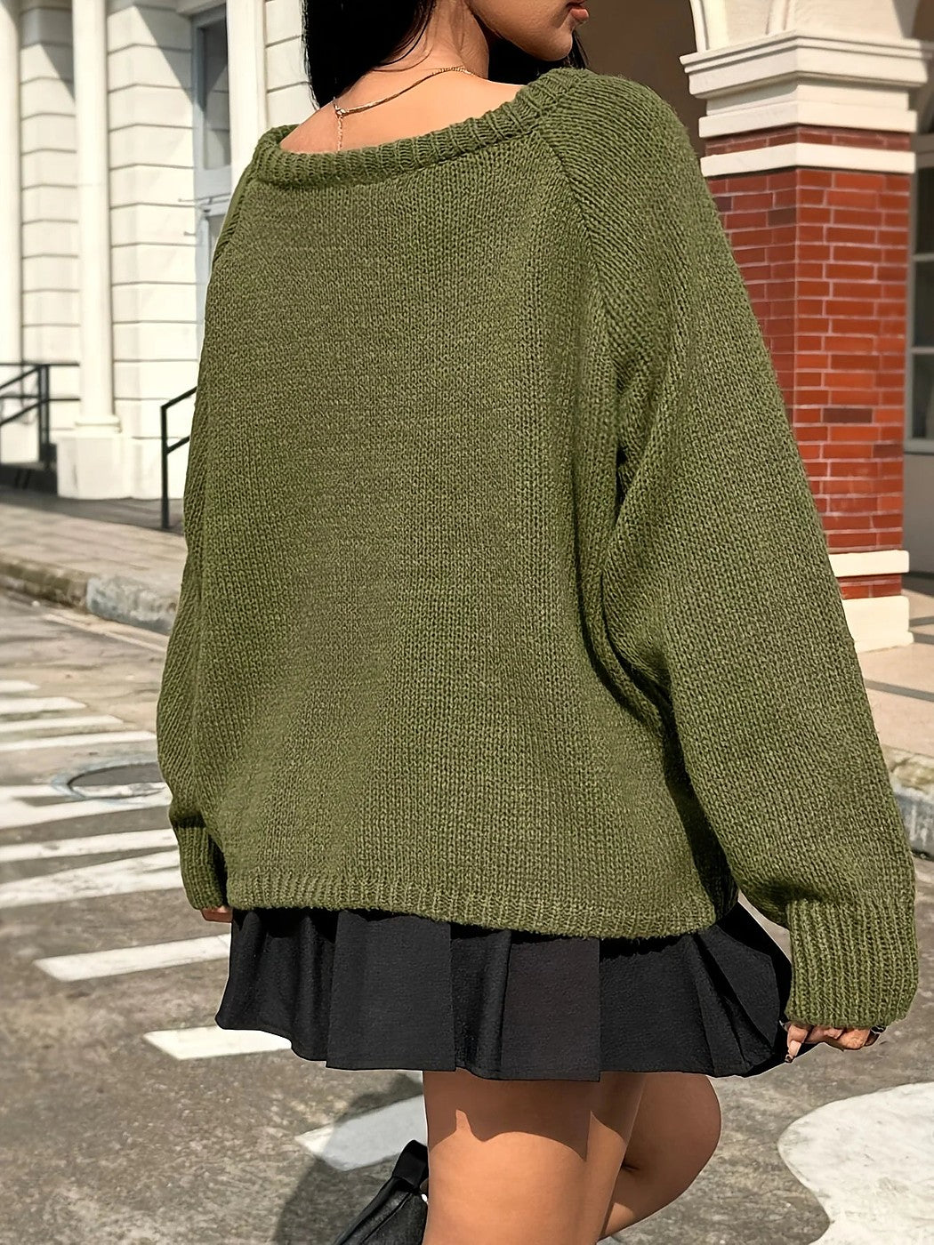 Women's Slouchy Wide Neck Sweater Dropped Sleeve