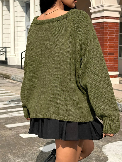 Women's Slouchy Wide Neck Sweater Dropped Sleeve