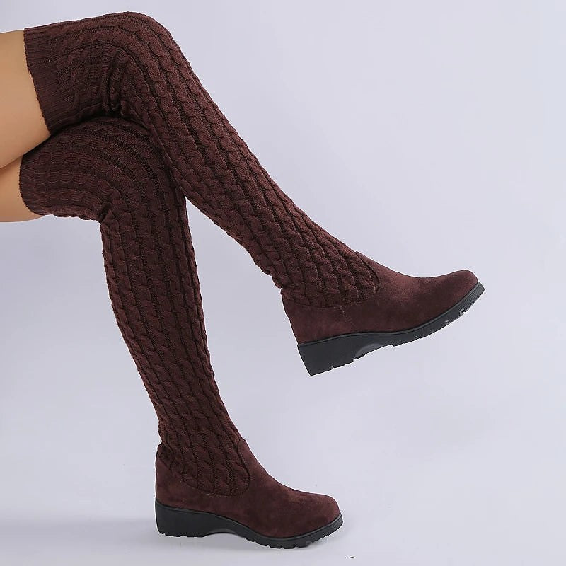 Women's Sweater Knit Long Slouch Boots