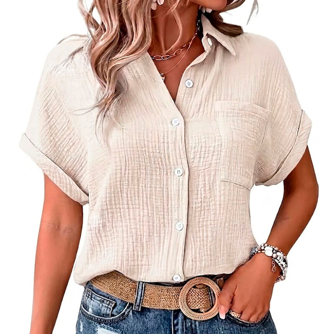 Damen Kurzarm Musselin Bluse Jully
