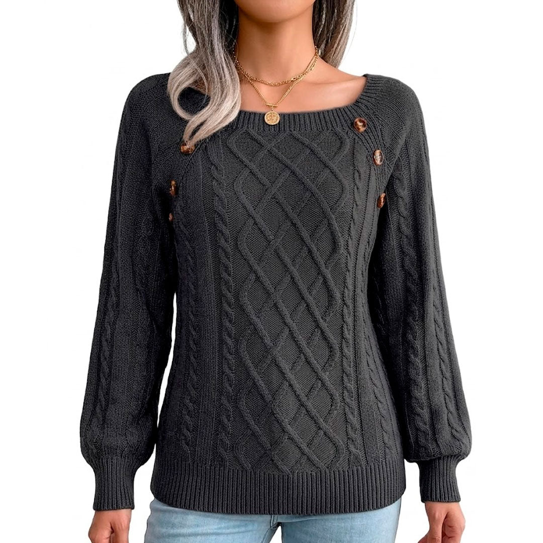 Strickpullover mit Knöpfen und Zopfmuster Jully