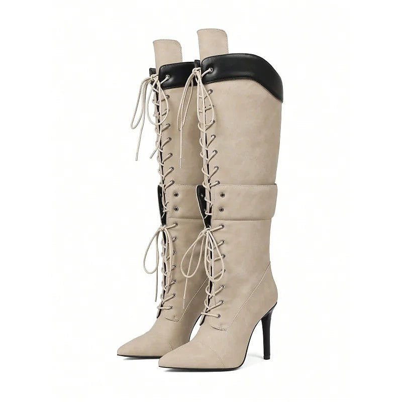 Women's Tie Front Stiletto Long Boots