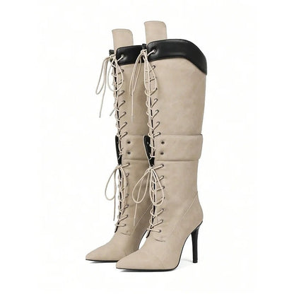 Women's Tie Front Stiletto Long Boots