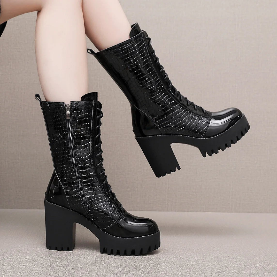 Women's Lug Sole Mid Calf Boots