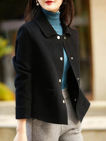 Women's Round Collar Patch Pocket Short Coat