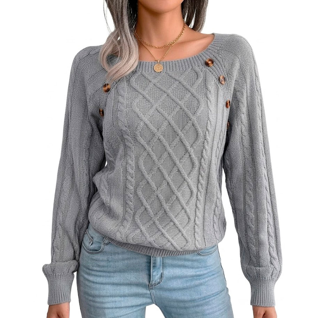 Strickpullover mit Knöpfen und Zopfmuster Jully