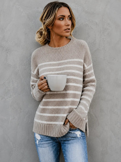 Women's Soft Knit Wide Stripe Sweater Hem