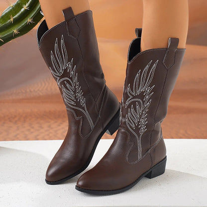 Women's Pointed Toe Embroidered Cowboy Boots