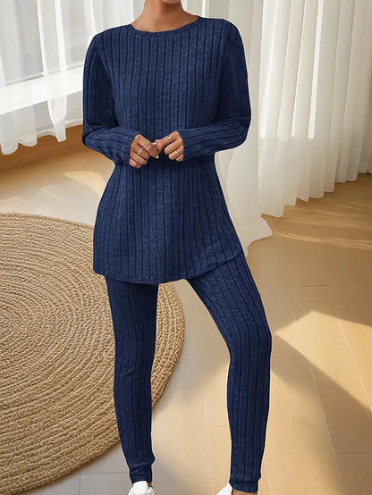 Women's Ribbed Top and Legging Matching Set