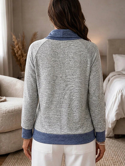 Women's Paneled Colorblock Long Sleeve Sweatshirt