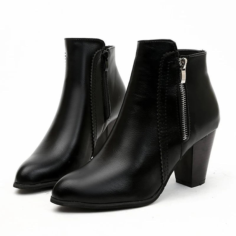 Women's Retro Stacked Wood Heel Booties