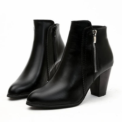 Women's Retro Stacked Wood Heel Booties