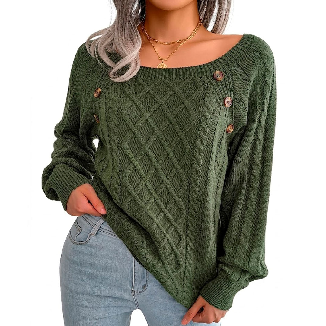 Strickpullover mit Knöpfen und Zopfmuster Jully