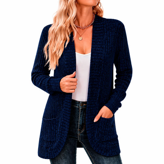 Damen Chenille Strickcardigan mit Taschen Jully